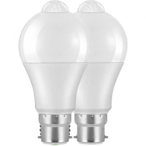 Ampoule LED B22 - Lot de 2 - D&eacute;tecteur de mouvement - 12 W - 1020 lm - Blanc froid 6000 K
