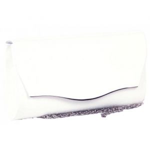Pochette cérémonie-Nyls Création-Pochette Femme Blanche Vernis Mariage Minaudiere Chic Egla - Blanc