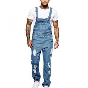 Hommes Denim Salopette Une Pièce Toute La Longueur Déchiré Jeans Combinaison Hommes Slim Casual Jeans Salopette Pantalon Homme Jeans