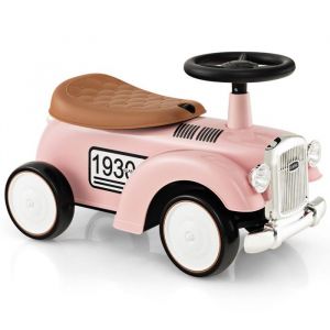 DREAMADE Voiture Porteur Enfant Volant avec Son Rangement sous Siège 4 Roues en EVA Style Rétro pour 18 à 36 Mois Rose