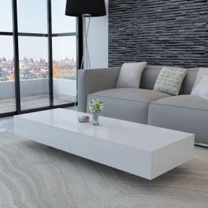 &Z - Table basse contemporain laqué blanc - 115 x 55 cm - Brillant - Rectangulaire