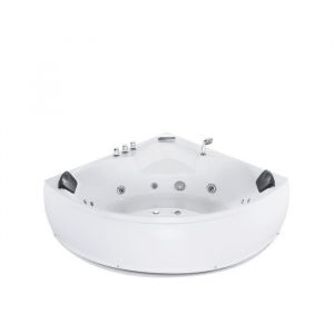 Beliani - Baignoire angle baln&eacute;o 150 cm blanche avec LED SENADO