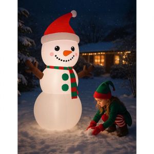 Objet D&eacute;coratif - CED - Bonhomme de Neige - Lumineux - Auto Gonflant - 120 cm - Ext&eacute;rieur