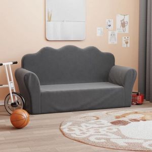 Canap&eacute; pour enfants 2 places - vidaXL - Anthracite - Peluche douce - 94x34x48 cm - Housse amovible - Mousse &eacute;paisse