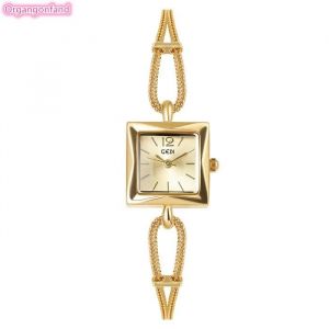 Montre femme -Temp&eacute;rament &agrave; la mode petite montre carr&eacute;e bracelet en cha&icirc;ne montre d&eacute;tudiant-Cha&icirc;ne serpent pleine or