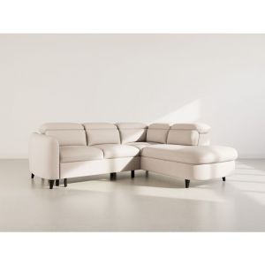 Opaline - Canap&eacute; dangle droit 5 places convertible avec t&ecirc;ti&egrave;res et coffre en tissu textur&eacute; - Beige