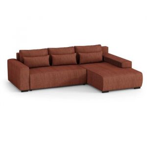 Canapé d’angle droit BENNY L Rouge – avec fonction de couchage coffre de rangement design moderne