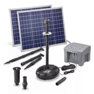 Kit pompe solaire - Pro Batt - Led 2600L-100W - 12V avec batterie - Anneau LED - Débit 2600L/h