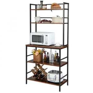 COSTWAY Étagère Desserte de Cuisine 5 Niveaux Support pour Four à Micro-Ondes avec Pieds Antidérapants Réglables Style Industriel