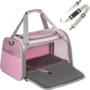 Sac de transport souple rose pour chat avec tapis extensible en polaire s avec laisse de s&eacute;curit&eacute; pour animaux jusqu&agrave; 55 kg
