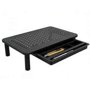 Rehausseur d&Eacute;cran PC avec Tiroir Support Ordinateur Portable 3 Hauteur R&eacute;glables Support &Eacute;cran Moniteur PC pour Bureau Maison