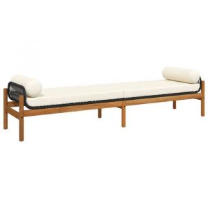（Noir）Banc de jardin Banquette de Jardin - avec coussin noir r&eacute;sine tress&eacute;e acacia SOLDES50373