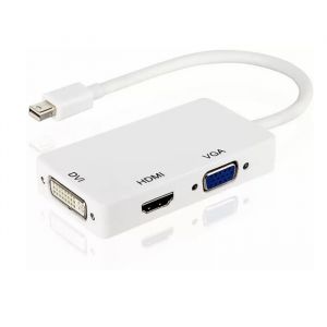 Cable Adaptateur Mini Display Port vers HDMI DVI et VGA convertisseur couleur Blanc -Yuan Yuan-