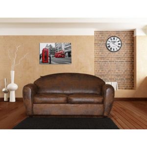 Canap&eacute; 3 places Marron Aspect Vieilli - CUBA Meubletmoi