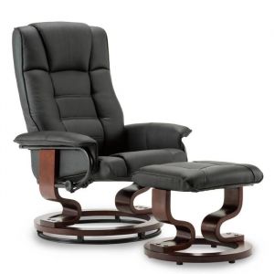 MCombo Fauteuil relax avec pouf 9019- Fauteuil TV pivotant à 360°-simili cuir -noir