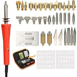 Kit de Pyrogravure sur Bois Fer à Souder37PC 60W loisirs crÃ atifs adultes graveur pour rondin de bois Liège CuirSculpture Bois