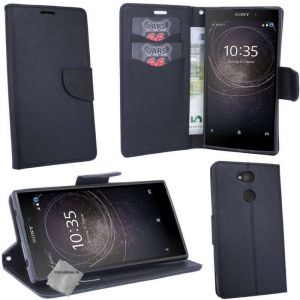 Housse etui portefeuille pour Sony Xperia XA2 + film ecran - NOIR / NOIR