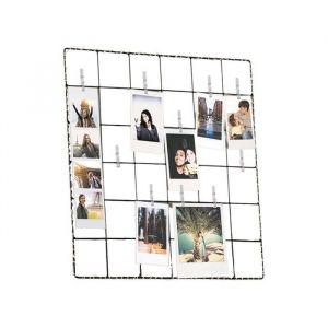 Pêle mêle cadre photos - NUMA - 36x36cm - LED - 10 pinces - Métal