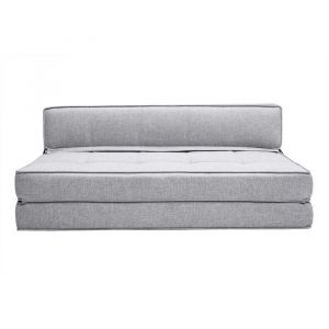 Miliboo - Chauffeuse 2 places convertible en tissu gris clair KATY