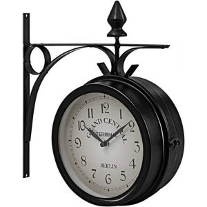 Horloge murale double face horloge de gare horloge de jardin horloge double face indicateur de temps 33 x 30 x 10 cm
