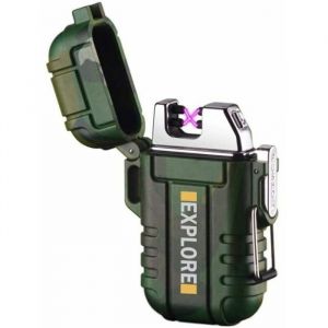 Briquet dextérieur étanche coupe-vent double arc électrique rechargeable par USB sans flamme plasma cool