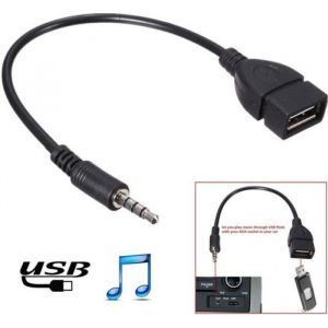 3.5mm Mâle Audio AUX Jack Vers USB 2.0 A Femelle Convertisseur Adaptateur Cable