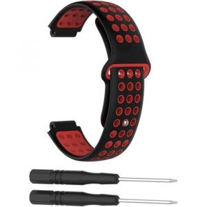 Bracelet Montre en Silicone Bande pour Garmin Forerunner 220 230 235 630 620 735 645 Approach S20 S60 GPS Watch(Noir+Rouge)