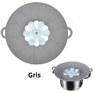 Couvercle anti-débordement - Silicone - 29 cm - Résistant jusquà 230°C - Pour casseroles 15-26 cm - Gris