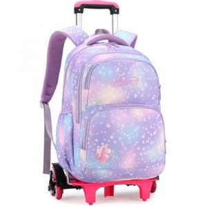 Cartable &agrave; Roulettes - Gar&ccedil;onFille - Mauve - Multifonctionnel - Amovible - Coll&egrave;ge