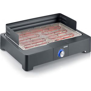 Barbecue Électrique - eBBQ - 2200W - Grille en Inox - Pare-Vent Amovible - Bac à Eau