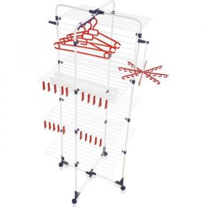 Séchoir à linge Leifheit 450 Deluxe 81464 étendoir à linge avec 45m détendage et accessoires tour à 4 niveaux blanc
