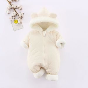 Emmailloter bébé capuche emmaillotage une pièce polaire vêtements dhiver pour bébé 0-2 ans Blanc 73cm