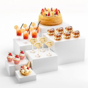 Aperitif Buffet Cube Presentoir a Gateau en Acrylique Presentoir ParfumSupports de Buffet Mariage pour Traiteur(Blanc 3-8in)