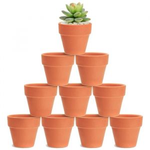 10 Terre Cuite Mini Pots de Plante/de Fleurs/de Poterie en Argile en Céramique avec Trou de Vidange pour Intérieur