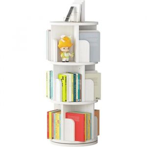 &Eacute;tag&egrave;re Tournante 3 Niveaux 40 X 99CM -Biblioth&egrave;que dangle avec Rotation &agrave; 360&deg; pour Espaces Restreints Blanc