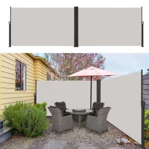 Brise Vue R&eacute;tractable - LZQ - Paravent ext&eacute;rieur r&eacute;tractable - Protection UV - 2 x 6 m - Gris clair