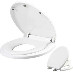 Abattant WC Familial - LEOCLOTHO - Frein de Chute et Charnière Réglable - Blanc
