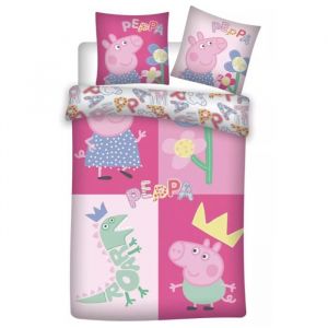 Parure de lit bébé PEPPA PIG housse de couette et taie fille rose
