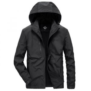 Blouson Homme Perfecto &agrave; Capuche R&eacute;tro Militaire Imperm&eacute;able Veste Cargo Coton dext&eacute;rieur FUNMOON - Noir