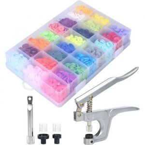Lot de 360 boutons-pression Kam avec pinces &agrave; boutons-pression bo&icirc;te de rangement pour couture et travaux manuels (24 couleurs