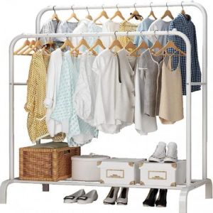 MIPAN. Portant/Penderie &agrave; v&ecirc;tement M&eacute;tal &eacute;tendoir S&eacute;choir &agrave; Linge Porte-v&ecirc;tements - Pour chambre &agrave; coucher - Blanc