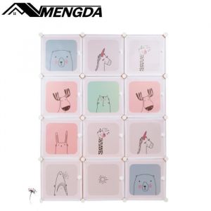 Armoire Penderie Modulable Portable Grande Capacité MENGDA - Rose - 2 portes - Plastique en résine - Métal