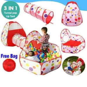 3 en 1 Tente de Jeu Enfant -- Tente à Balles avec Tunnel  pour enfants -- rouge HB047