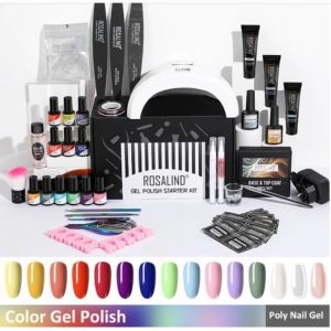 Kit de manucure professionnel ROSALIND - ECELEN - lampe LED UV - vernis Semi-Permanent - Rose