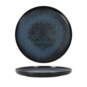Set de 24 assiettes plates YAKI rondes à dessert plat à service de table en Porcelaine décorée - diamètre 155 x hauteur 2 cm