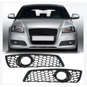 2 CACHE GRILLE ANTIBROUILLARD LOOK RS3 POUR AUDI A3 8P2 PHASE 2 DE 04/2008 A 2012