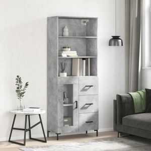 Buffet haut 695x34x180 cm Commode Buffet Salon Bois Buffet De Cuisine Rangement Buffet Bahut Salle à Manger Gris Béton