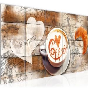Runa art Tableau Décoration Murale Cuisine Café 200x80 cm - 5 Panneaux Deco Toile Prêt à Accrocher 012855a