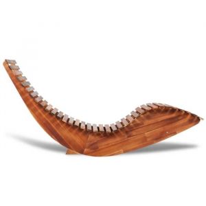 Chaise longue basculante - FYDUN - Bois dacacia - 149 x 60 x 86 cm - Résistante aux intempéries - Ergonomique