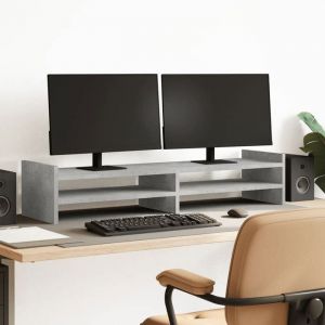 vidaXL Support de moniteur gris béton 100x27x20 cm bois dingénierie supports de moniteur double support pour écran 854790